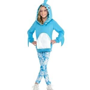 FinTastic Kids Shark Costume Pajamas 2 Pc Hoodie Leggings Girls S 5 6 Blue Set
